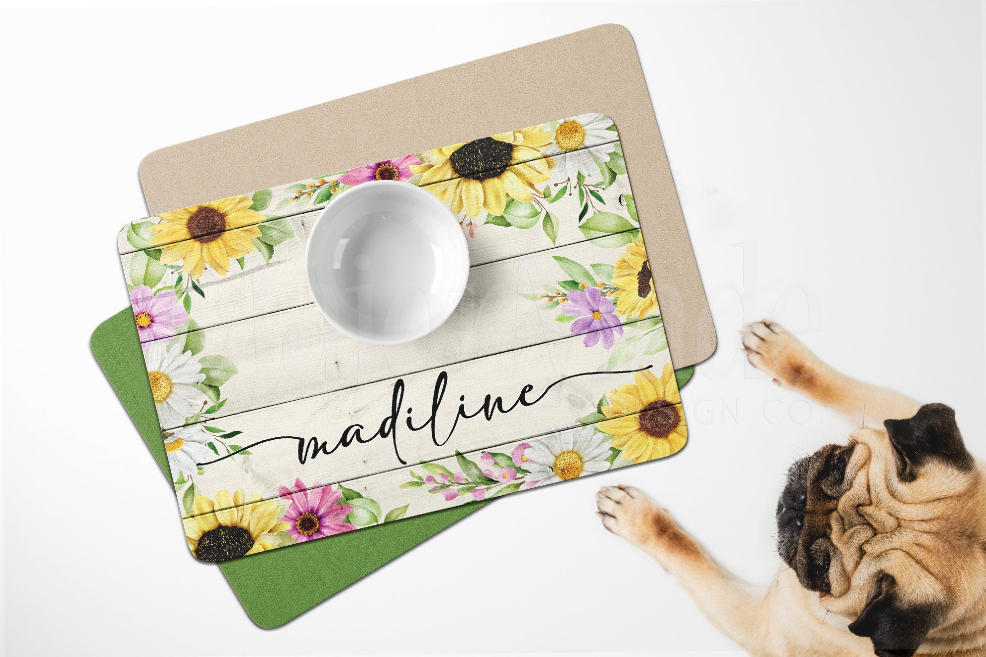 Personalized Pet Bowl Mat, Dog Bowl Mat, Customized Bowl Mat, Dog Food