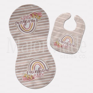 Rainbow Baby Bib & Burp Cloth, Baby Shower Gift, Welcome Baby Gift, Custom Baby Gift