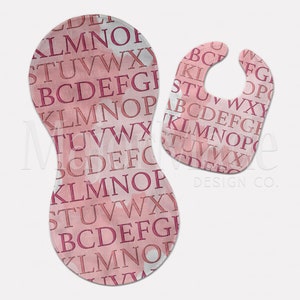 ABC Baby Bib & Burp Cloth, Baby Shower Gift, Welcome Baby Gift, Custom Baby Gift