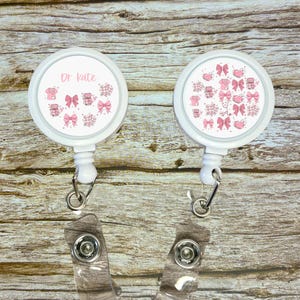 Cute Pink Medical Icons ID Badge Reel Clip | Personalised | Medic Gift | Nurse | Doctor | Vet | Paramedic | Graduation
