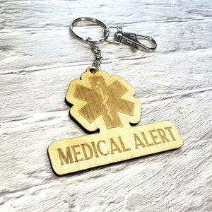 Medic Alert Keyring | Medic Alert Keychain | Personalised | Emergency Contact | Medical ID Tag