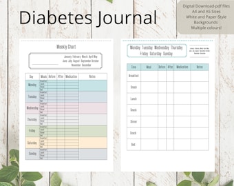 Diabetes Journal | Blood Sugar Log | Blood Sugar Tracker | Medical Chart | Medical Planner | Digital Download