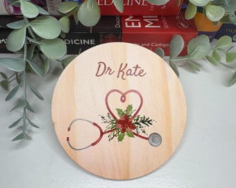 Sottobicchiere con stetoscopio floreale / Personalizzato / Regalo medico / Infermiere / Dottore / Veterinario / Laurea