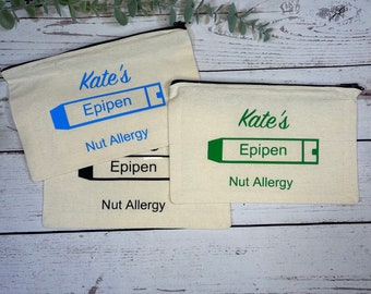 Personalised Cotton Canvas Epipen Bag | Multiple Colours | Epipen Pouch | Cotton | Medication Bag