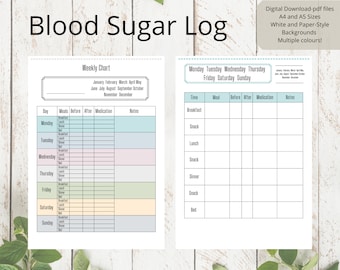 Blood Sugar Log | Blood Sugar Tracker | Medical Chart | Medical Planner | Digital Download