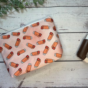Handgefertigte Inhalator Muster Medikament Tasche - Orange | Inhalator Beutel | Asthma-Tasche | Kugelschreiber Beutel