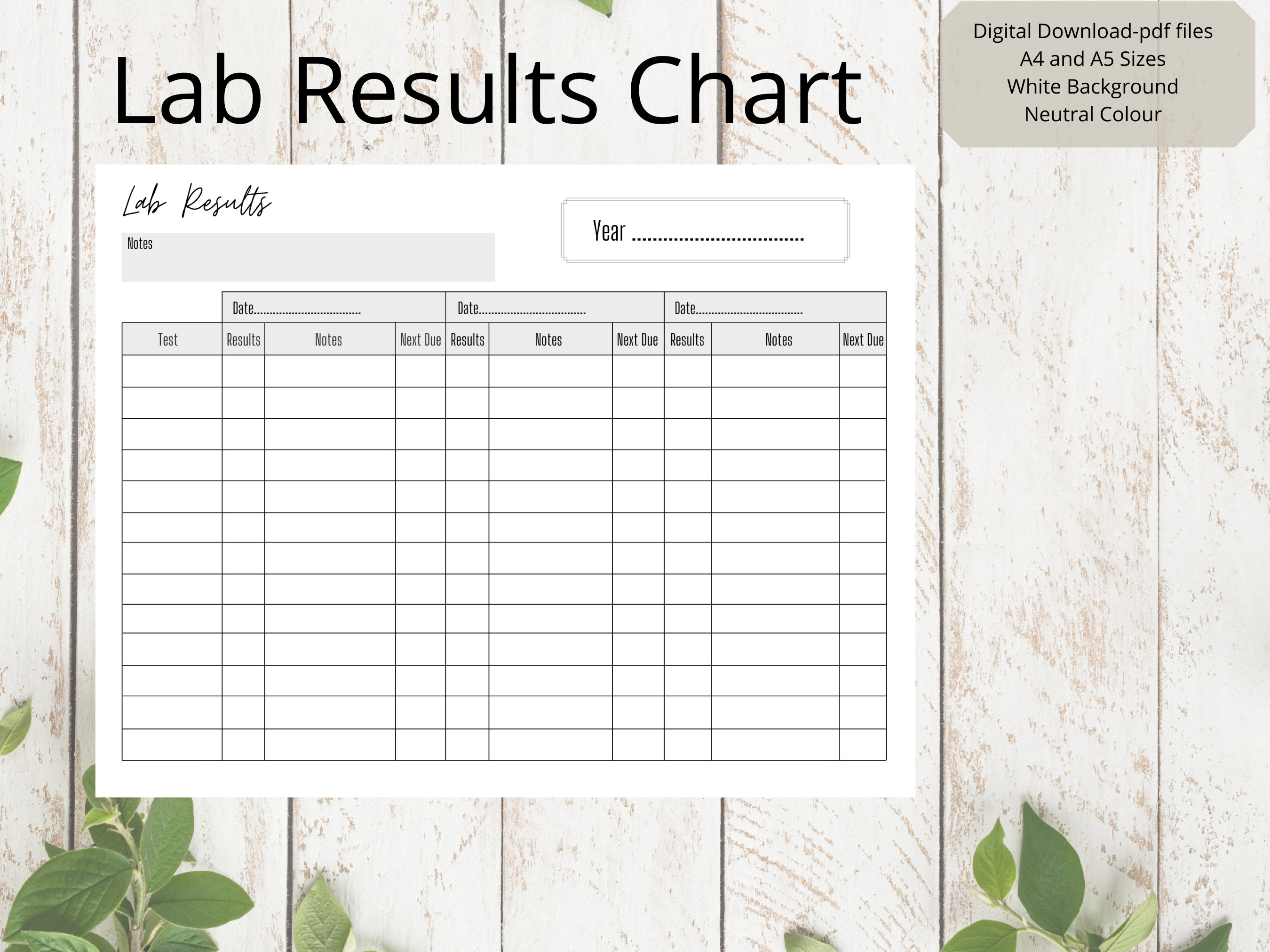 Lab Results Chart Blood Test Results Chart Medical Chart Medical ...
