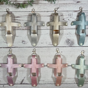 Kunstleder Perlglanz Inhalator Halter - Weiss/Silber/Gold/Pink/Blau | Inhalator Etui | Asthma-Inhalator-Halter | Asthma Pump Cover | Schlüsselanhänger