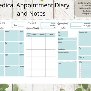 Aantekeningen medische afspraak | Afspraakagenda | Afspraakschema | Medische kaart | Medisch Planner | Digitaal downloaden