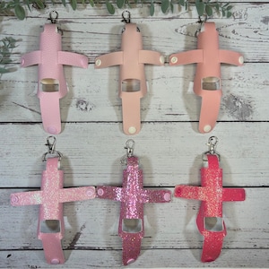 Faux Leather Inhaler Holder - Pink/Pink Glitter | Inhaler Case | Asthma Inhaler Holder | Asthma Pump Cover | Keychain