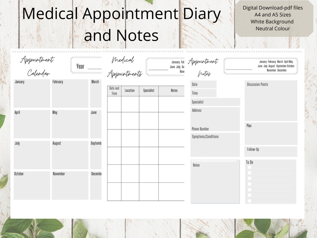 Medical Appointment Notes | Appointment Diary | Appointment Chart ...