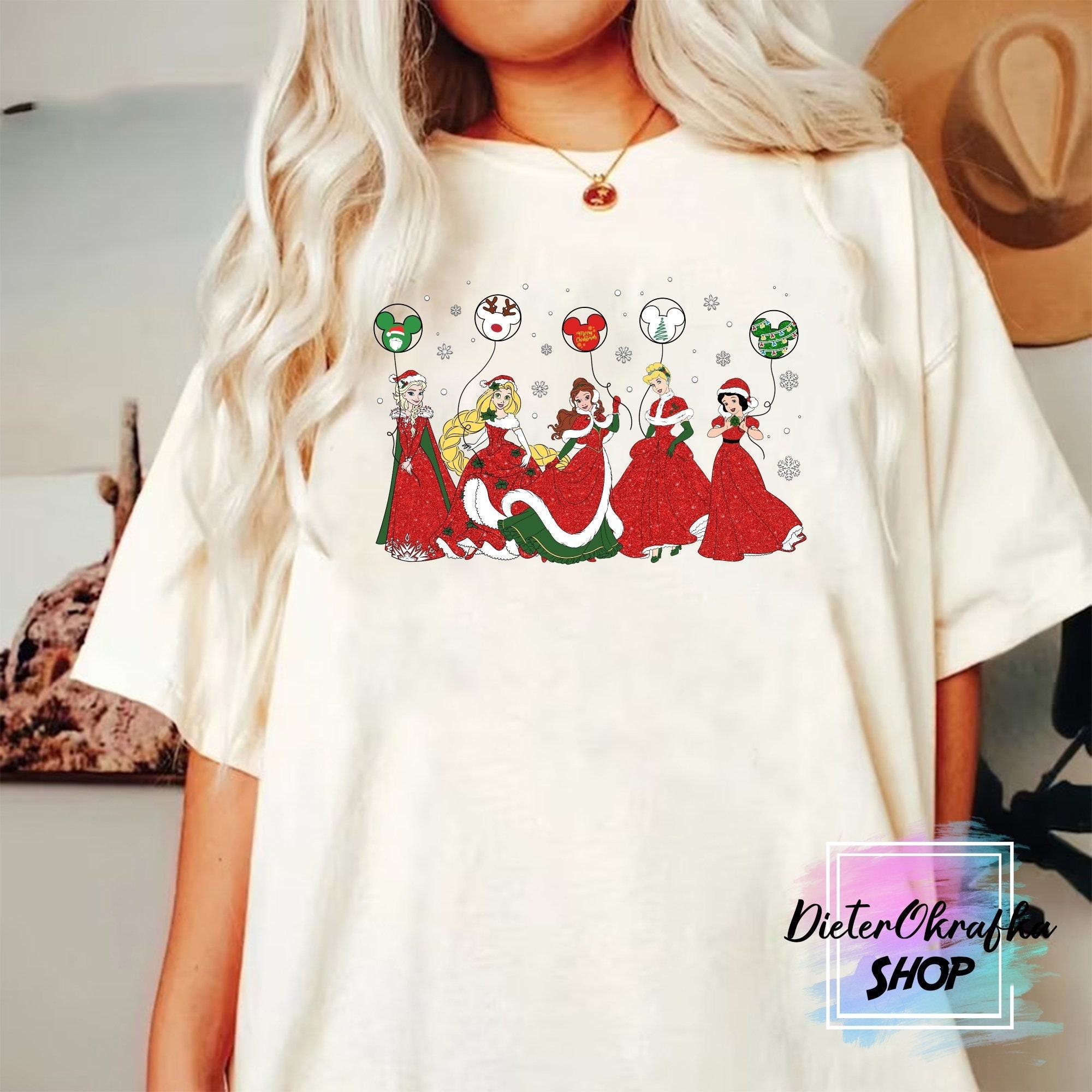 Discover Camiseta Princesas de Disney Feliz Navidad Vintage para Hombre Mujer