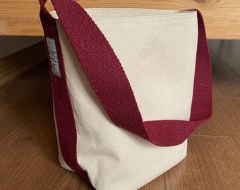 マルーンコットントートバッグ：KIIROオリジナル 毎日使えるバッグ