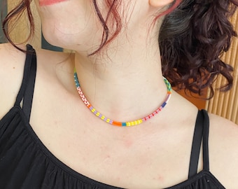 Handwoven Colorful Necklace, Beaded Necklace, Seed Bead Necklace