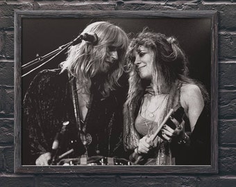 Stevie Nicks Christine McVie 70s photo, Fleetwood Mac Feminist Female Rock Music Poster Wall Art, 4 sizes available!