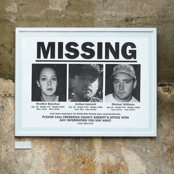 Blair Witch Missing Poster Style 90s Vintage Guerilla Movie Advertising Wall Art, 5 sizes available!