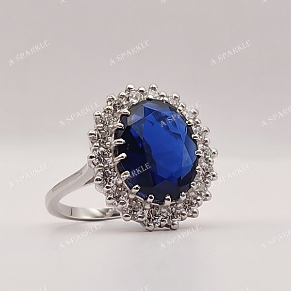 Princess Diana Ring, Kate Middleton Engagement Wedding Ring, Blue Sapphire Oval Diamond Ring,Ring For Women, Princess Kate jewelry,4Ct Ring