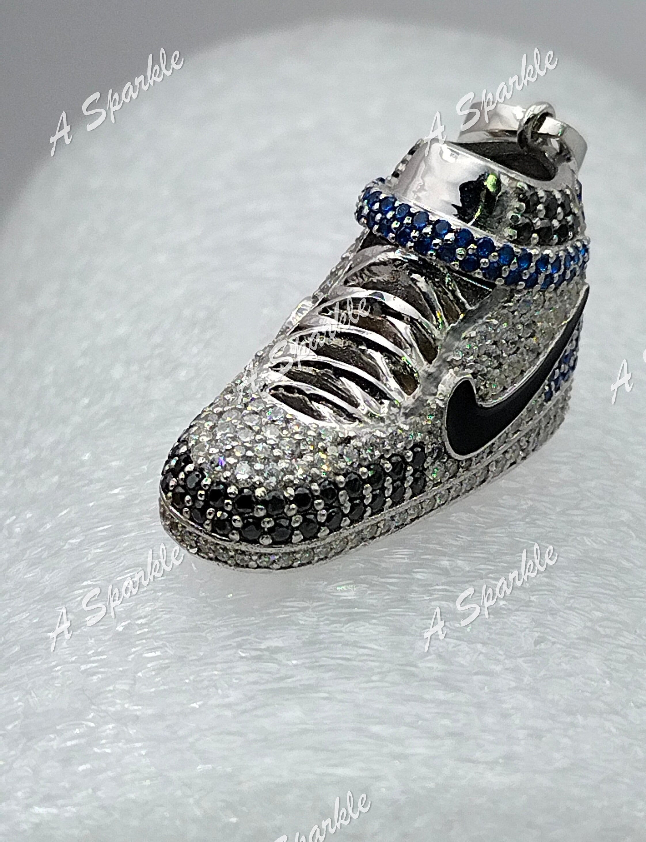 Air Jordan Nike Sneaker Pendant MOISSANITE Real 925 Silver Iced Hip Hop  Necklace