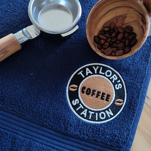 Coffee Station Personalised Bar Towel | Embroidered Coffee Towel | Custom Gift for Coffee Lovers & Baristas
