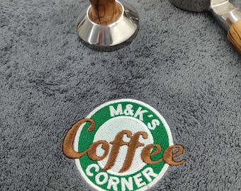 Coffee Bar Towel, Embroidered Cotton Coffee Corner,
