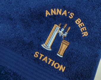 Embroidered Pub Gift for Beer Lovers | Custom Bar Decor | Cold Christmas gift