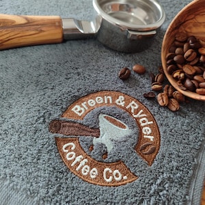 Portafilter Personalised Coffee Towel | Embroidered Cafe Towel | Custom Gift for Coffee Lovers & Baristas
