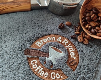 Personalized Portafilter Coffee Towel: Embroidered Barista Gift