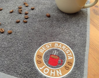 Best Barista Personalised Coffee Bar Towel. Coffee Lover Gift