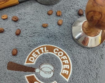 Portafilter Personalised Coffee Bar Towel- Embroidered Barista Gift - Custom Gift! - Custom Towel