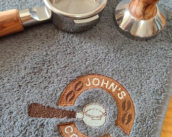 Portafilter Personalised Coffee Bar Towel- Embroidered Barista Gift - Custom Gift! - Custom Towel