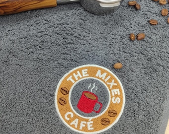 Personalized Head Barista Coffee Towel: Embroidered Cotton Cafe Towel