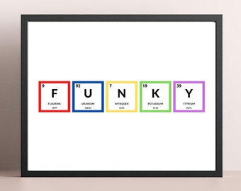 Funky Art Print, Funky Gift, Funky Wall Art, Funky Poster, Funky Art, Periodic Table, Science Gift, Gifts, Funky gift, Wall Decor, Wall Art