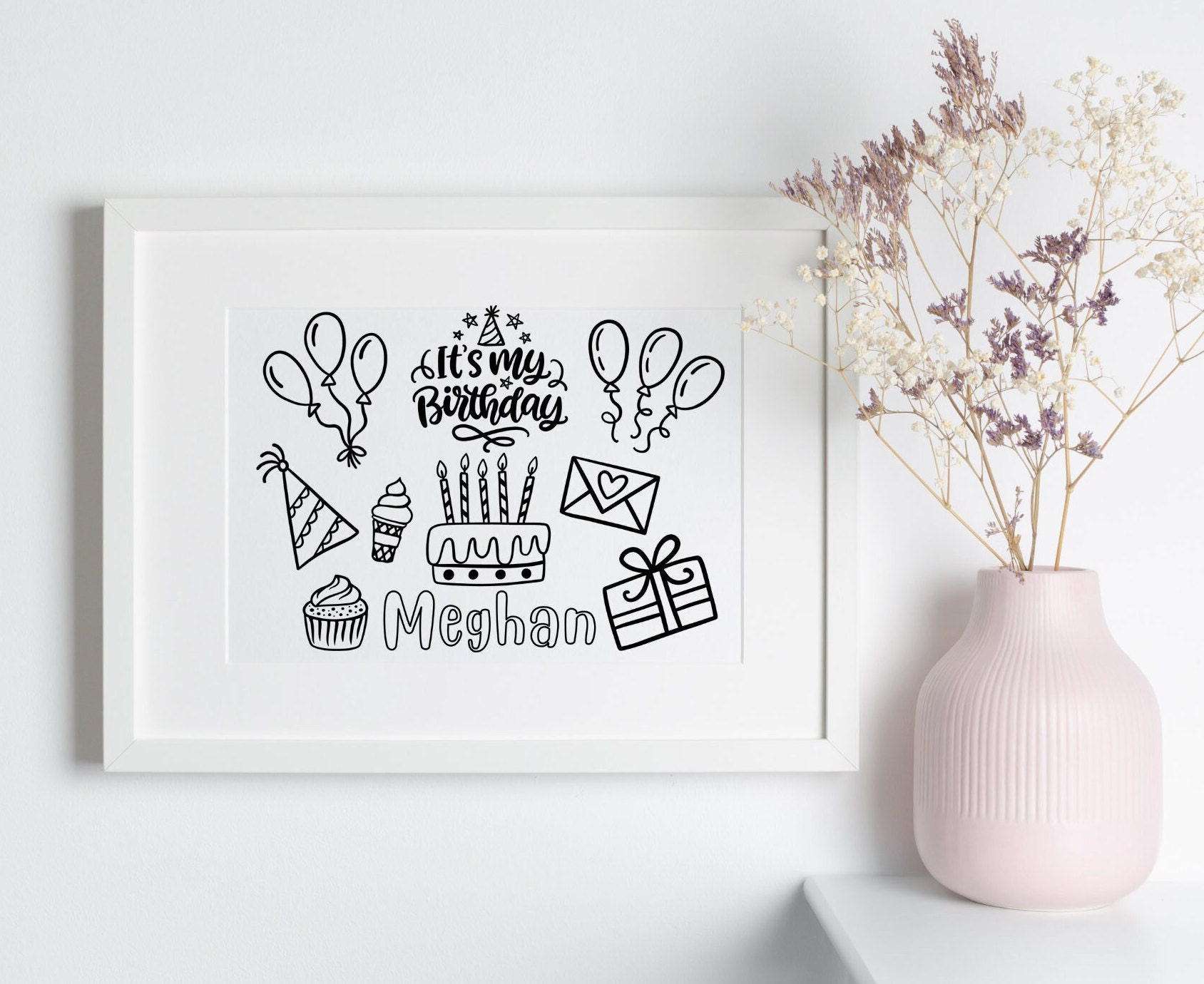 Personalized Birthday Coloring Page for Kids, Custom Coloring Page ...