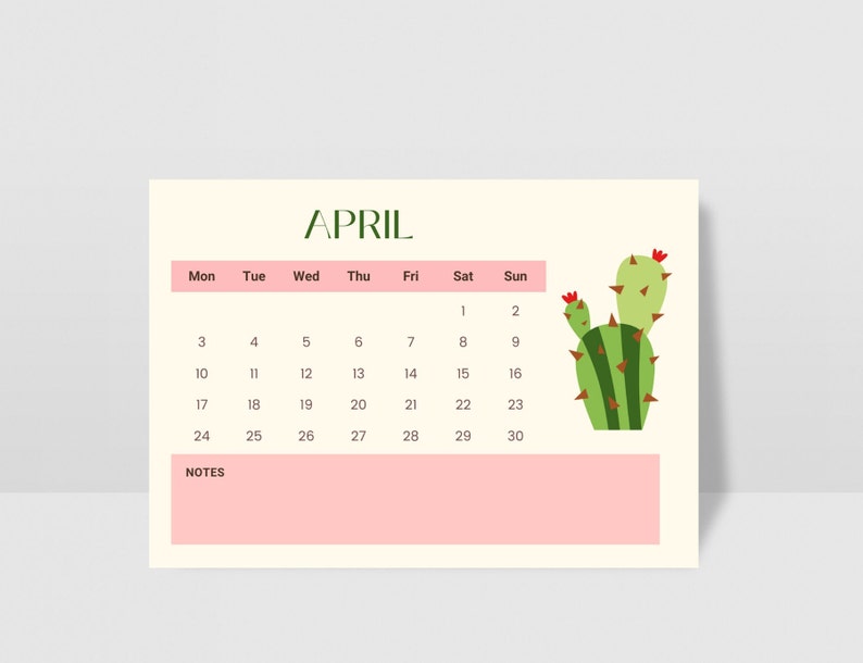 2023 Cactus Calendar Printable Cactus Calendar Cactus Gift - Etsy