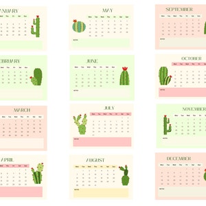2023 Cactus Calendar Printable Cactus Calendar Cactus Gift - Etsy