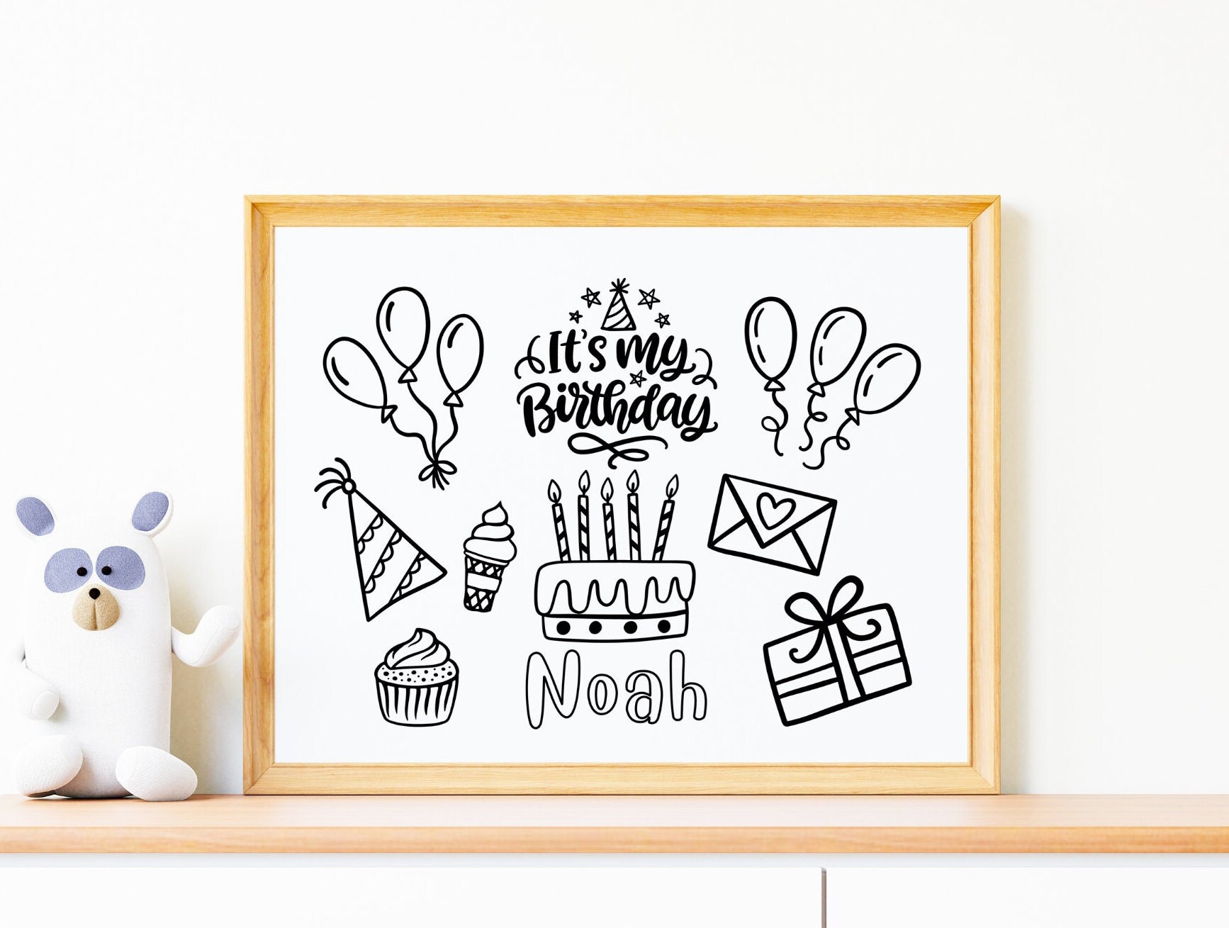 Personalized Birthday Coloring Page for Kids, Custom Coloring Page ...