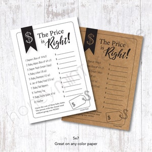 Baby Shower fai-da-te Il prezzo è giusto Gioco di carte per feste, volantino PDF stampabile di alta qualità
