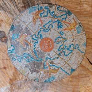 Vintage Round Metal Candy Box - Decorative Rustic Tin - Storage Container - Tin Box - Rusty Box