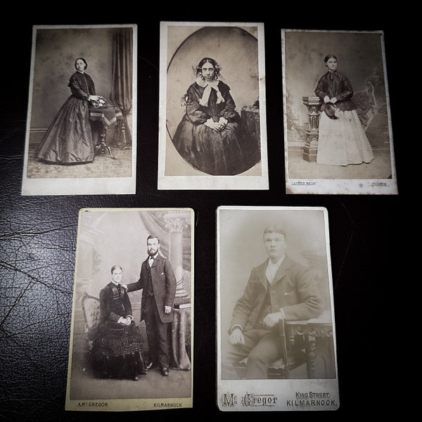 Set of 5 Victorian carte de visite cabinet cards | CDV cards | antique photos | antiques | antique album | old portrait | Victorian era