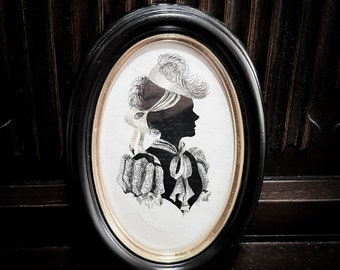 Silhouette hand painted painting  | antique pictures | Victorian pictures | framed pictures | collectibles | Victorian painting | paintings