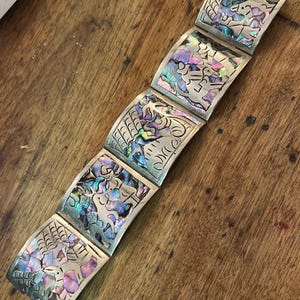 Vintage Sterling Silver & Abalone Bracelet