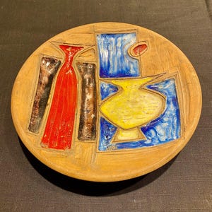 Raymor Bitossi Alvino Bagni Italia Mid Century Modern Terra Cotta Art Pottery Plate