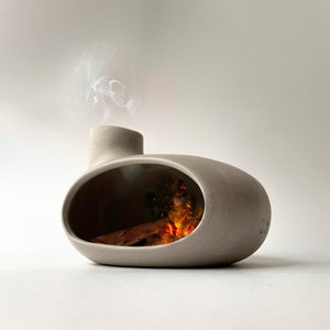 Palo Santo Burner, Cone Incense Holder, Tabletop Fireplace, Handmade Modern Ceramic Chimney Incense Burner