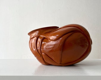 Kök Vases 14/50, Terracotta Modern Vase, Vintage Vessel, Antique Vessels, Handmade Sculpture Vase, Textured Vaze, Home Decor, Abstract Vase
