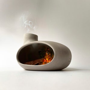Anthracite Textured Palo Santo Burner, Cone Incense Holder, Handmade Modern Ceramic Chimney Incense Burner image 10
