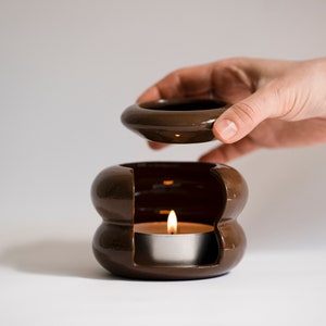 Handmade Wax Melt Burner, Modern Ceramic Essential Oil Burner, Unique Tealight Wax Warmer image 6