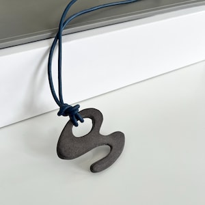 Modern Minimalist Ceramic Necklace, Ceramic Pendant Necklace, Handmade Stoneware Necklace, Gift for Her