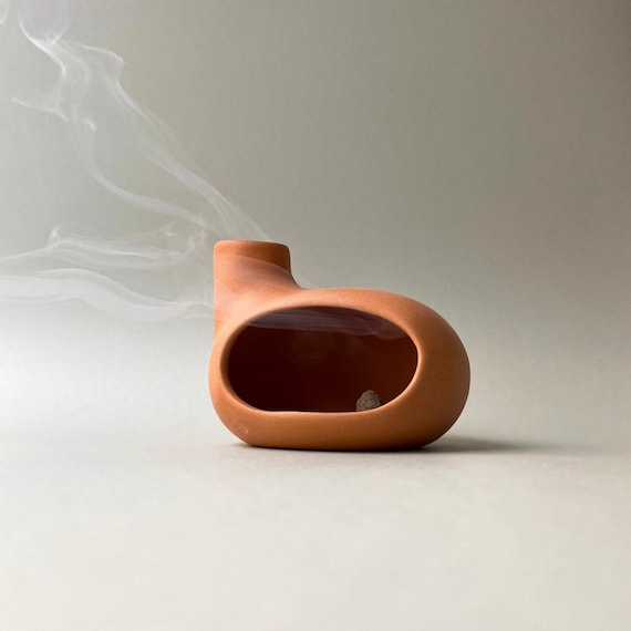 Mid-century Modern Stoneware Incense Burner: Mini Chimney Palo Santo Holder 