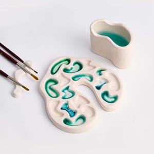 Ceramic Paint Palette Set, Watercolor Palette, Handmade Acrylic Palette, Painter Tools, Gif For Painters