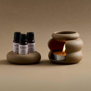 Queimador de cera de vison, conjunto de queimador de óleo de cerâmica, organizador de óleos essenciais, difusor de aromaterapia, aquecedor de cera artesanal, decoração moderna para casa.